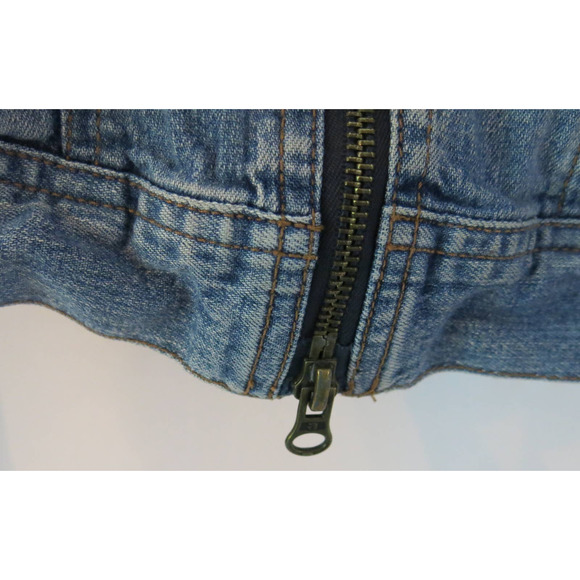 ABERCROMBIE Hooded Jean Jacket Size XL Girls Zipper Pockets Denim Blue - Picture 7 of 14